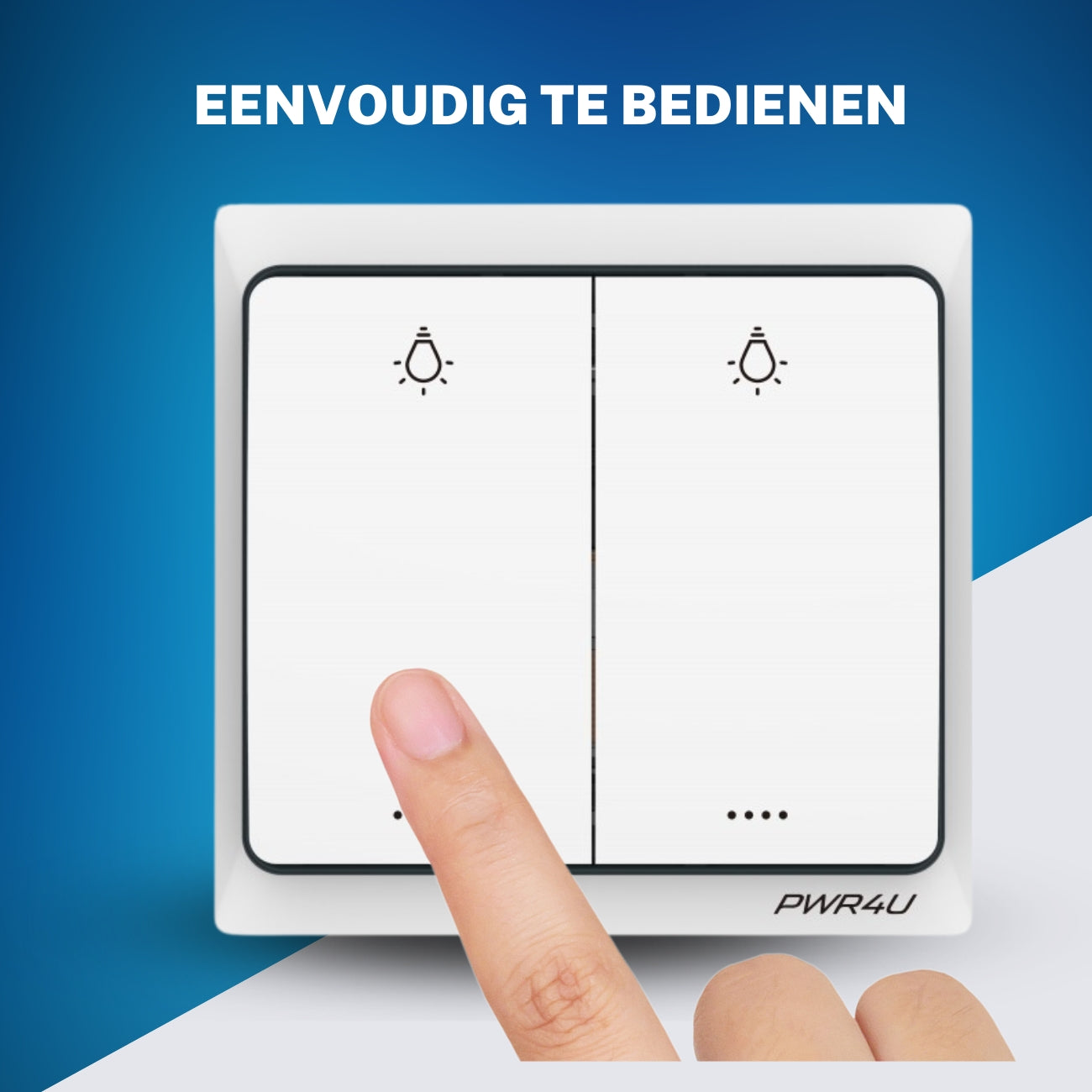 PWR4U Draadloze Serie Schakelaar – Klik aan klik uit bediening - Lichtschakelaar draadloos - Complete set met ontvanger – Batterijen en Inbouwdoos is niet nodig