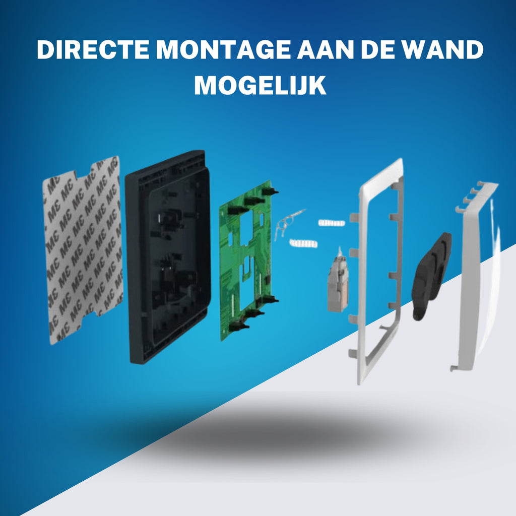 PWR4U Draadloze Schakelaar – Klik aan klik uit bediening - Lichtschakelaar draadloos - Complete set met ontvanger – Batterijen zijn niet nodig - Inbouwdoos is niet nodig