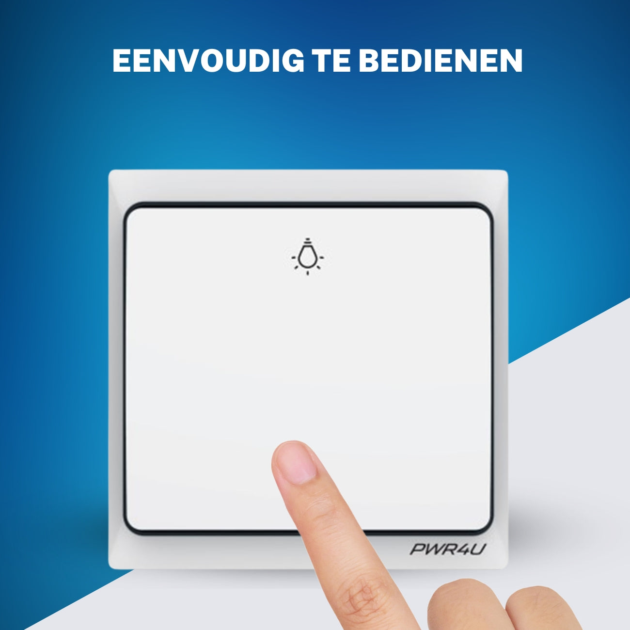 PWR4U Draadloze Schakelaar – Klik aan klik uit bediening - Lichtschakelaar draadloos - Complete set met ontvanger – Batterijen zijn niet nodig - Inbouwdoos is niet nodig
